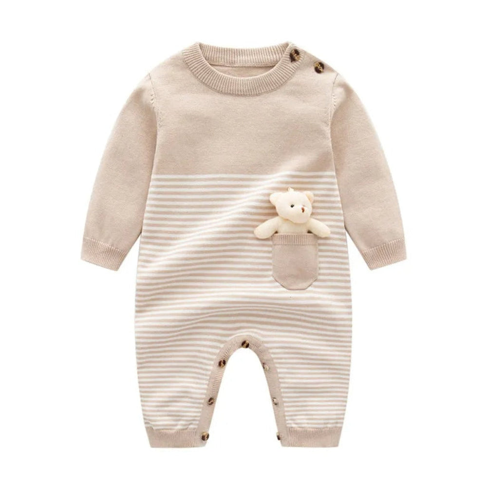 ! Warme Teddybeer Baby Romper – 100% Biologisch Gebreid Katoen