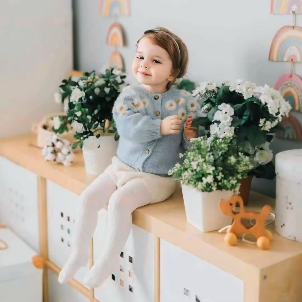 ! Daisy Gebreid Meisjes Vest – Katoen Acryl Mix